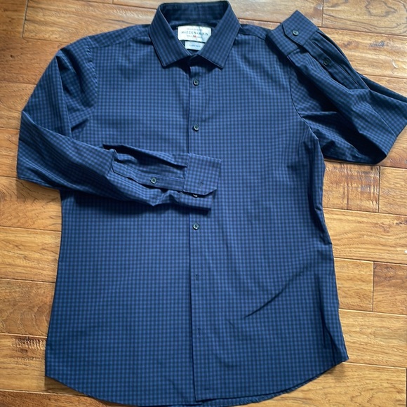 Mizzen+Main Blue and Black Checkered Long Sleeve Button Down, XL - Picture 2 of 6